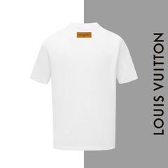 L's worn-out letter necklace round neck short sleeve