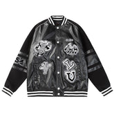 L's Retro Style White Pattern Jacket