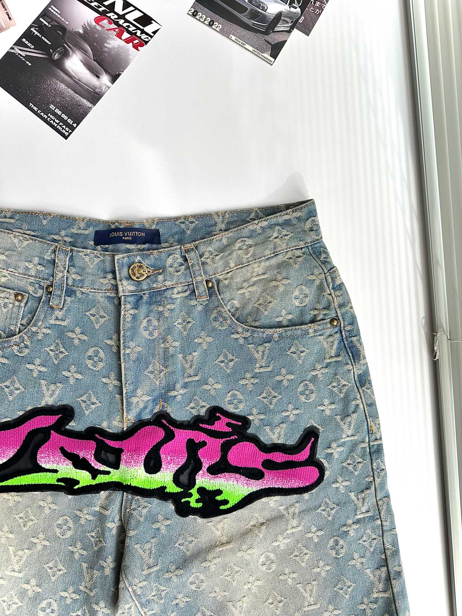 L's Big Pink And Green Logo Pants