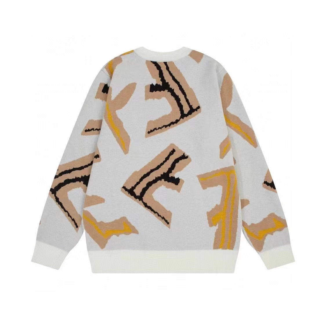 Yellow Print F Letter Knitted Sweater